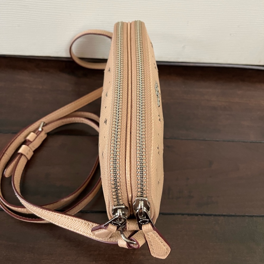 Coach Soft Leather Double Zipped Purse, Crossbody with Perforated Butterflies - Picture 8 of 10